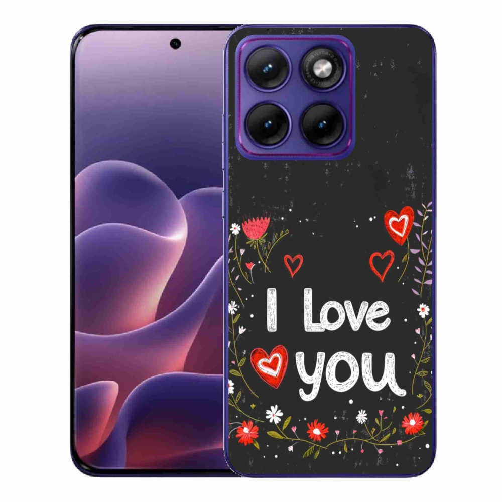 Gelový kryt mmCase na Motorola Edge 70 Fusion - I love you černé pozadí
