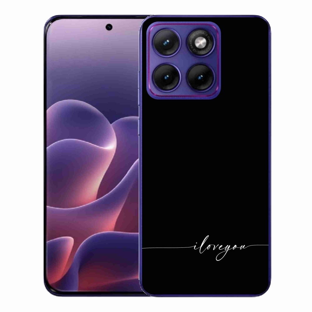 Gelový kryt mmCase na Motorola Edge 70 Fusion - I love you černé pozadí