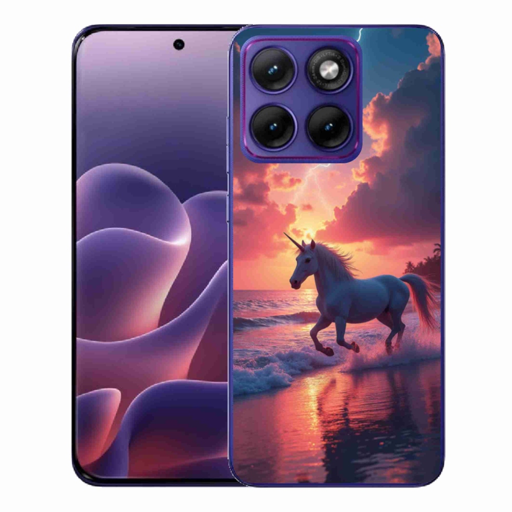 Gelový kryt mmCase na Motorola Edge 70 Fusion - jednorožec na pláži