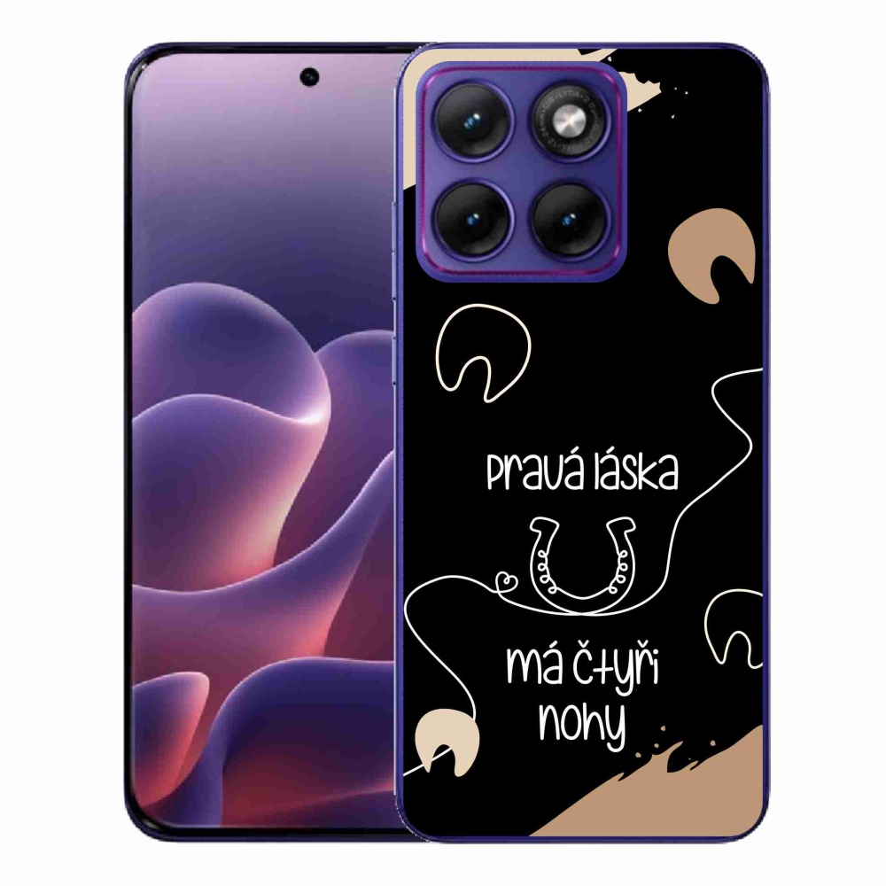Gelový kryt mmCase na Motorola Edge 70 Fusion - koňský motiv černé pozadí