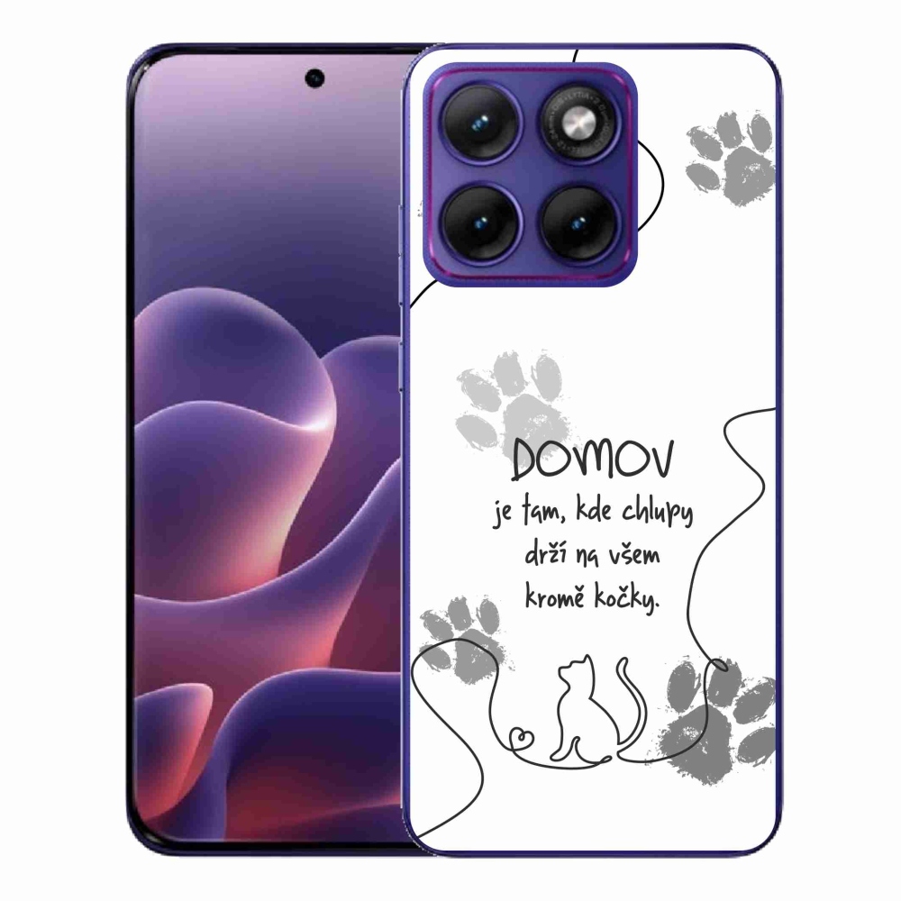 Gelový kryt mmCase na Motorola Edge 70 Fusion - kočičí motiv bílé pozadí