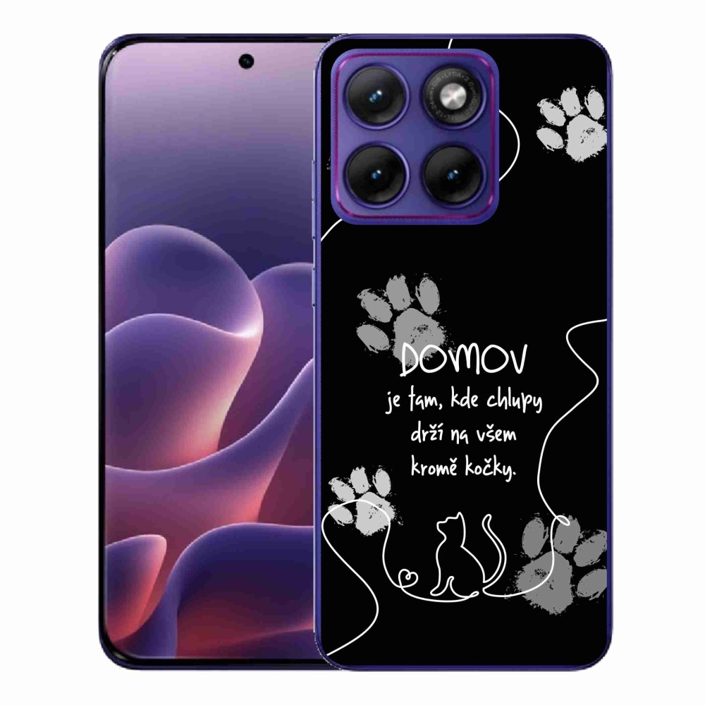Gelový kryt mmCase na Motorola Edge 70 Fusion - kočičí motiv černé pozadí