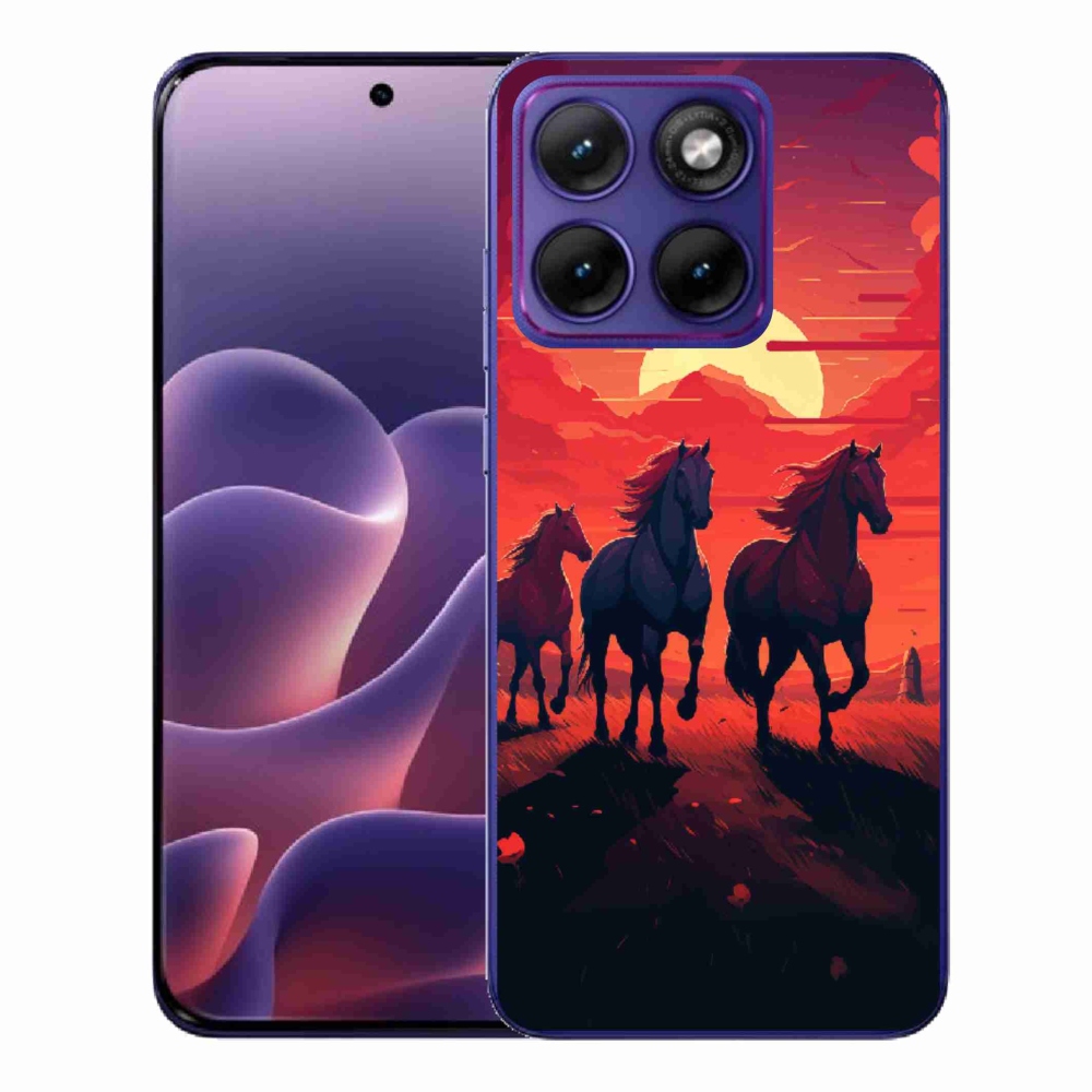 Gelový kryt mmCase na Motorola Edge 70 Fusion - koně a západ slunce