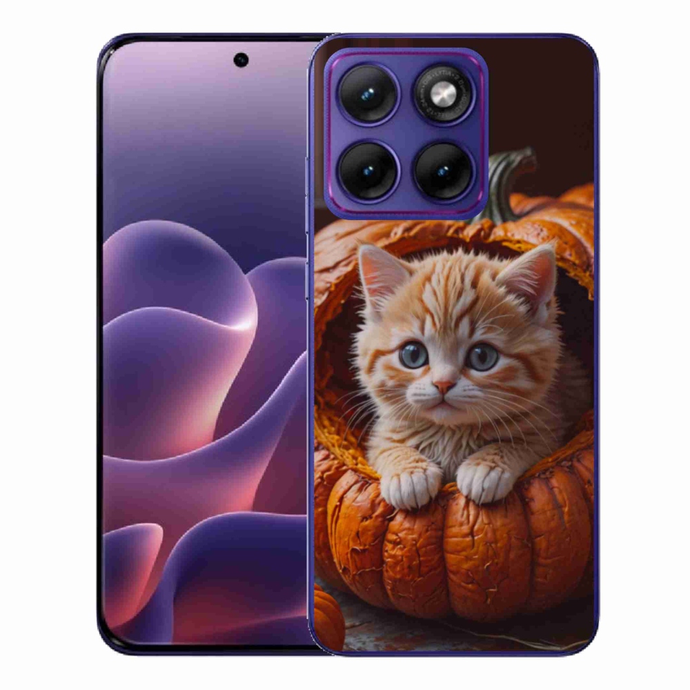 Gelový kryt mmCase na Motorola Edge 70 Fusion - kotě a dýně 2