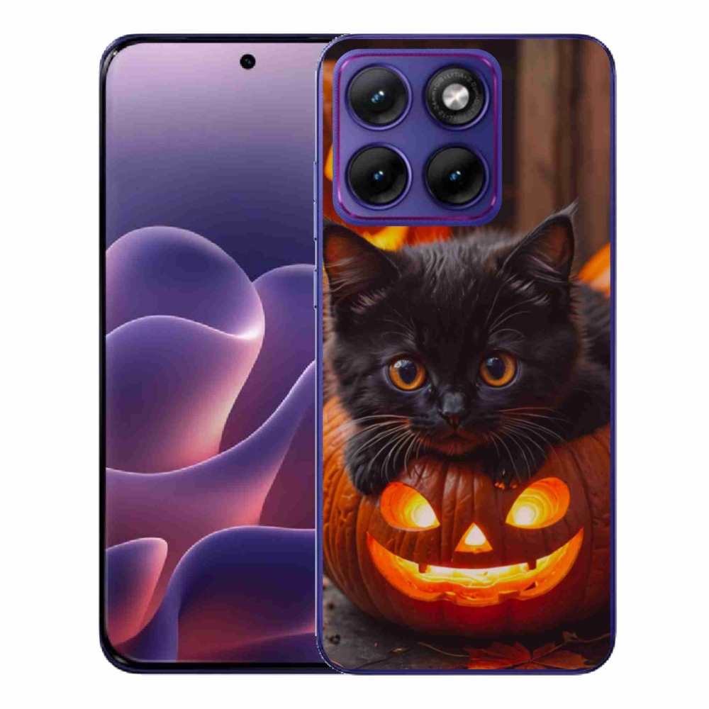 Gelový kryt mmCase na Motorola Edge 70 Fusion - kotě a dýně