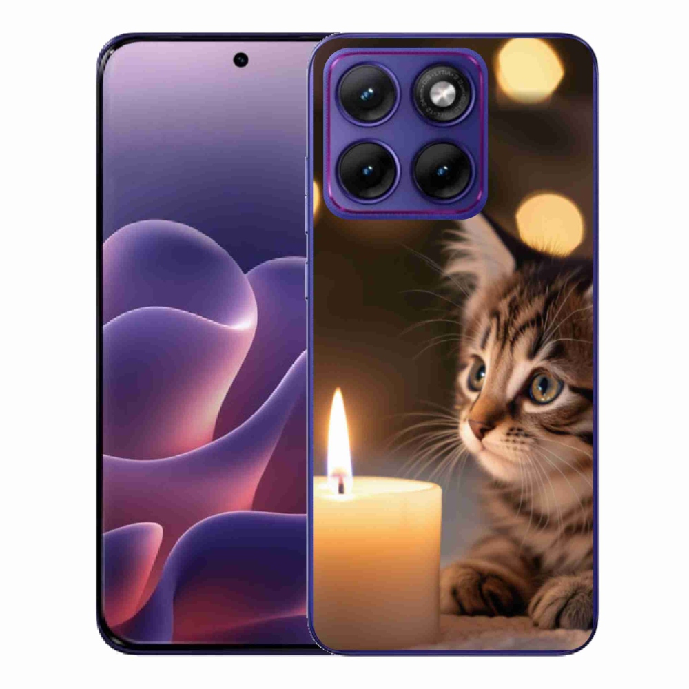 Gelový kryt mmCase na Motorola Edge 70 Fusion - kotě a svíčka