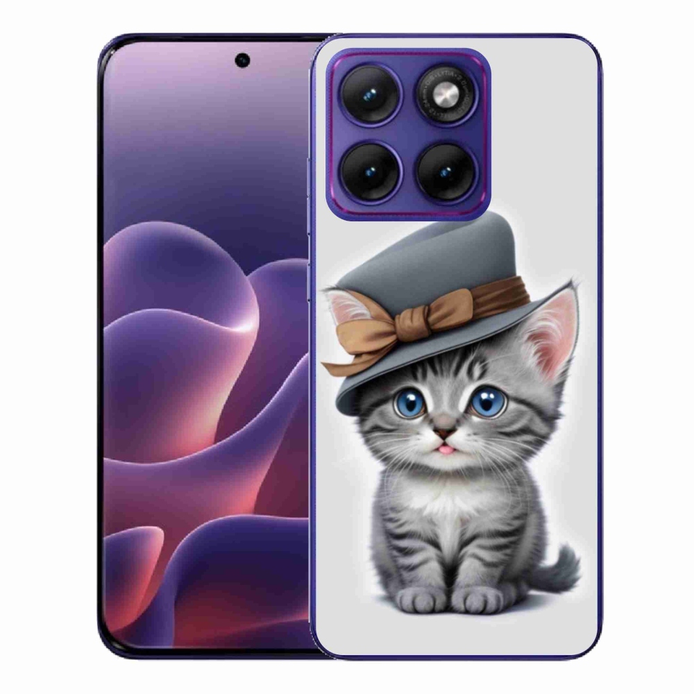Gelový kryt mmCase na Motorola Edge 70 Fusion - kotě s kloboukem