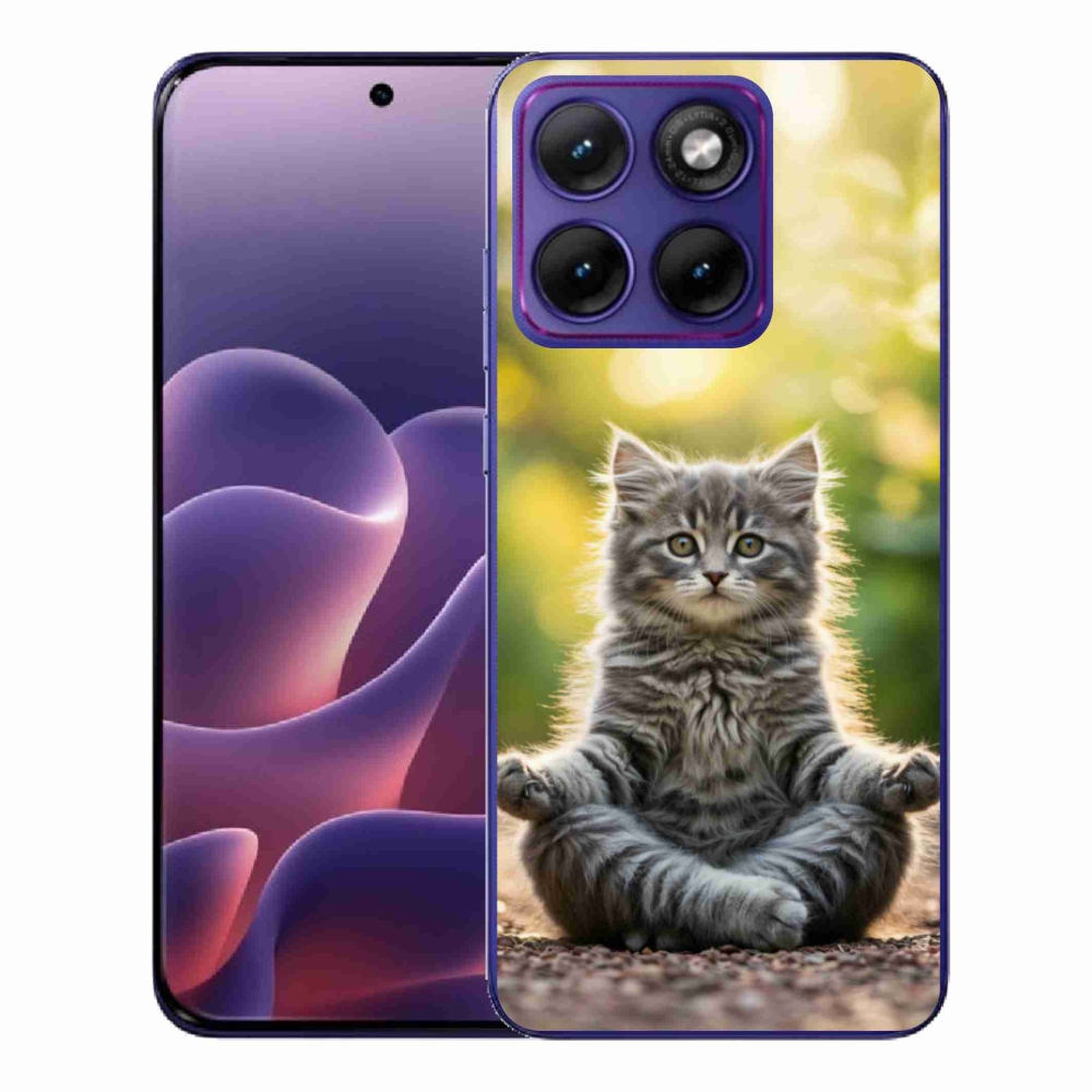 Gelový kryt mmCase na Motorola Edge 70 Fusion - meditující kotě