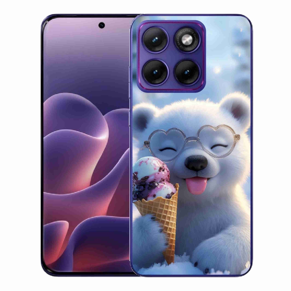 Gelový kryt mmCase na Motorola Edge 70 Fusion - medvídek se zmrzlinou