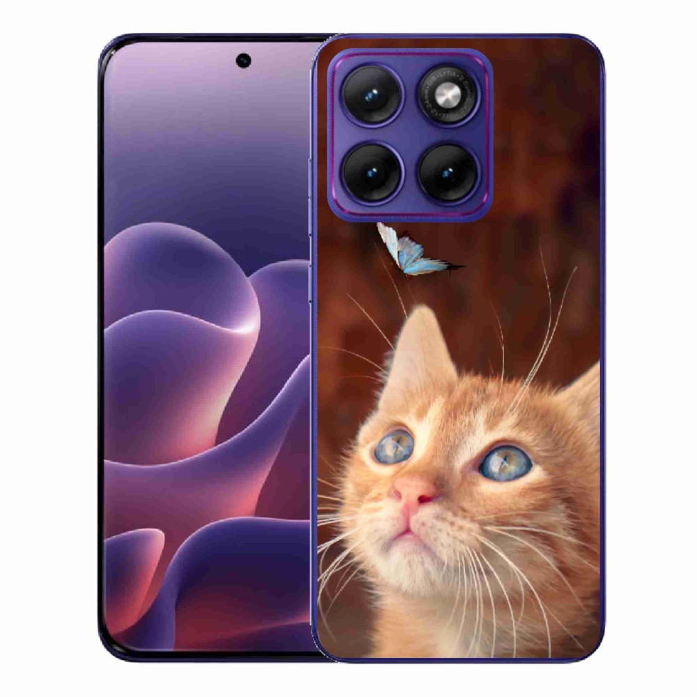 Gelový kryt mmCase na Motorola Edge 70 Fusion - motýl a kotě