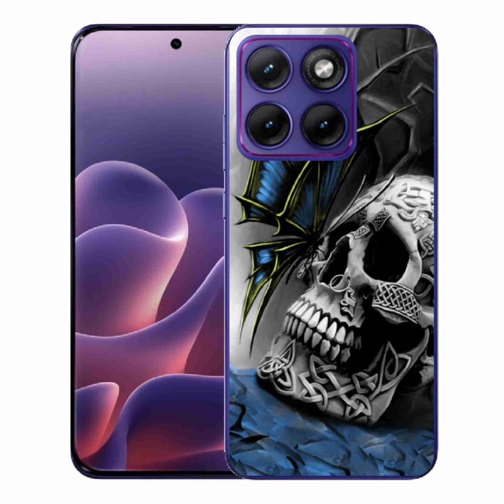 Gelový kryt mmCase na Motorola Edge 70 Fusion - motýl a lebka