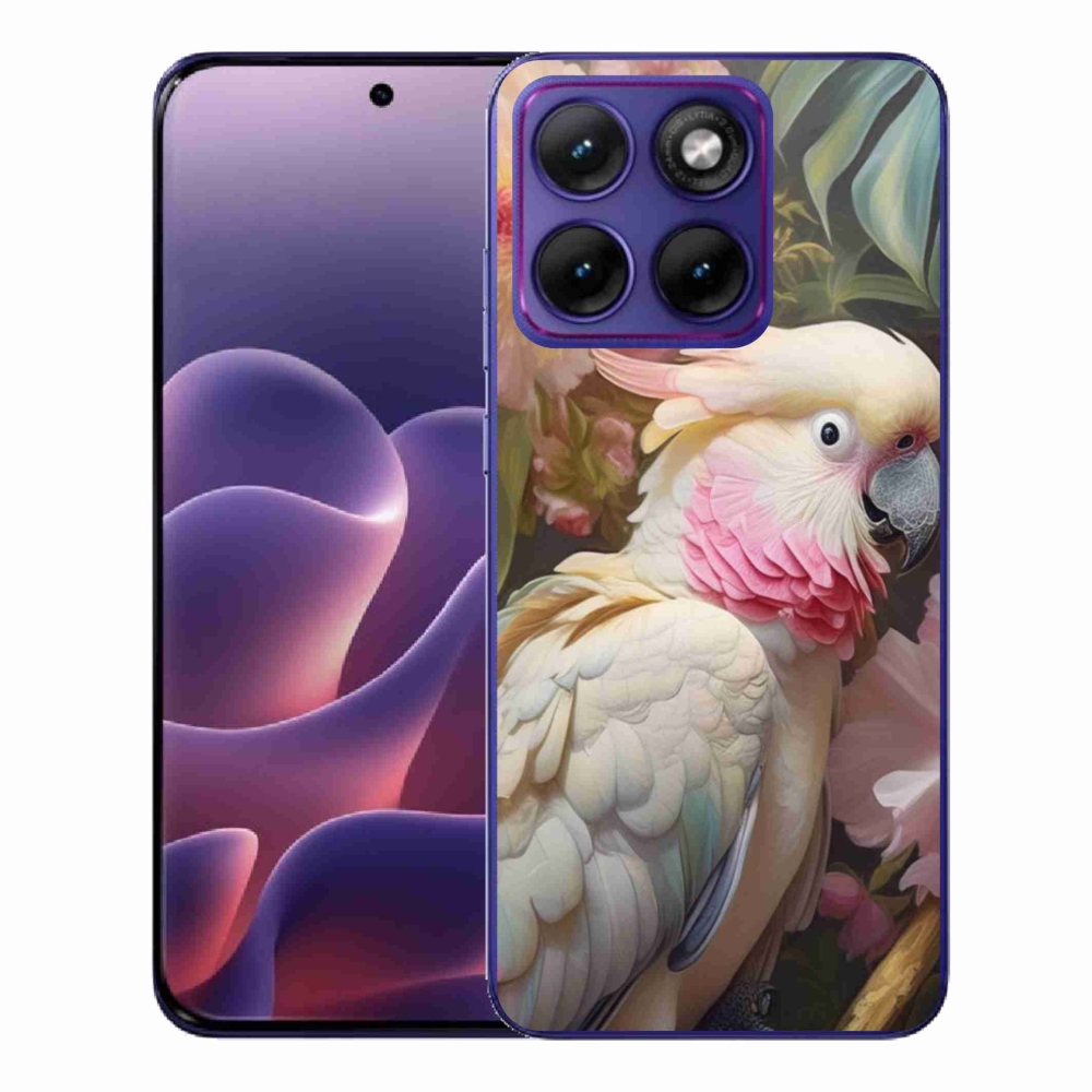 Gelový kryt mmCase na Motorola Edge 70 Fusion - papoušek kakadu růžový 2