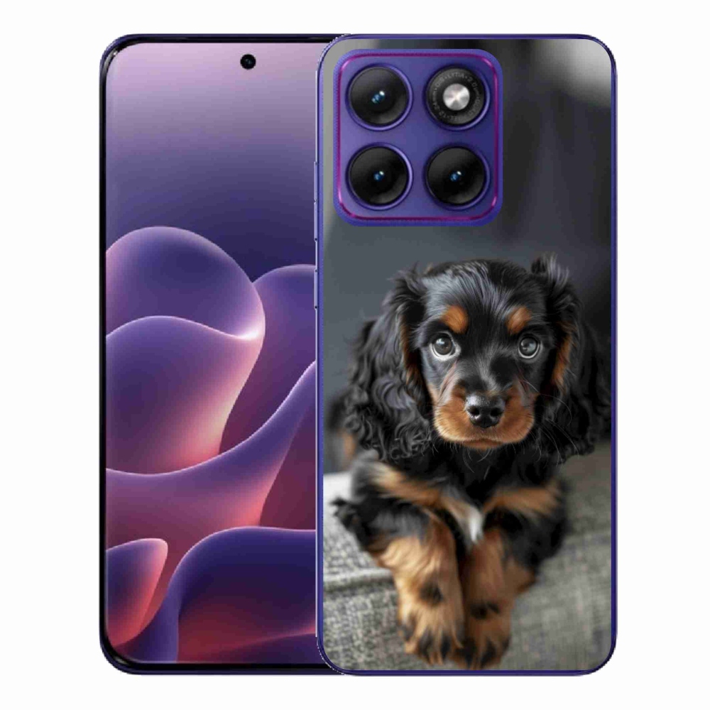 Gelový kryt mmCase na Motorola Edge 70 Fusion - roztomilý dlouhosrstý jezevčík