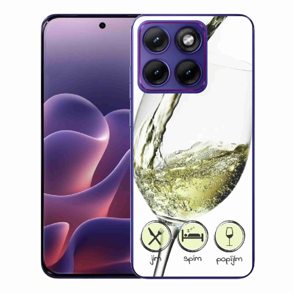 Gelový kryt mmCase na Motorola Edge 70 Fusion - sklenička vína bílé