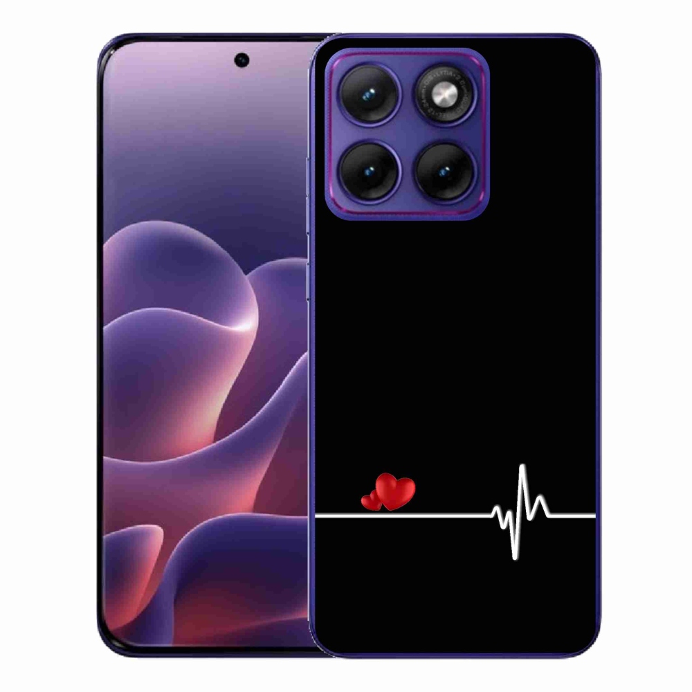 Gelový kryt mmCase na Motorola Edge 70 Fusion - srdce a tep černé pozadí