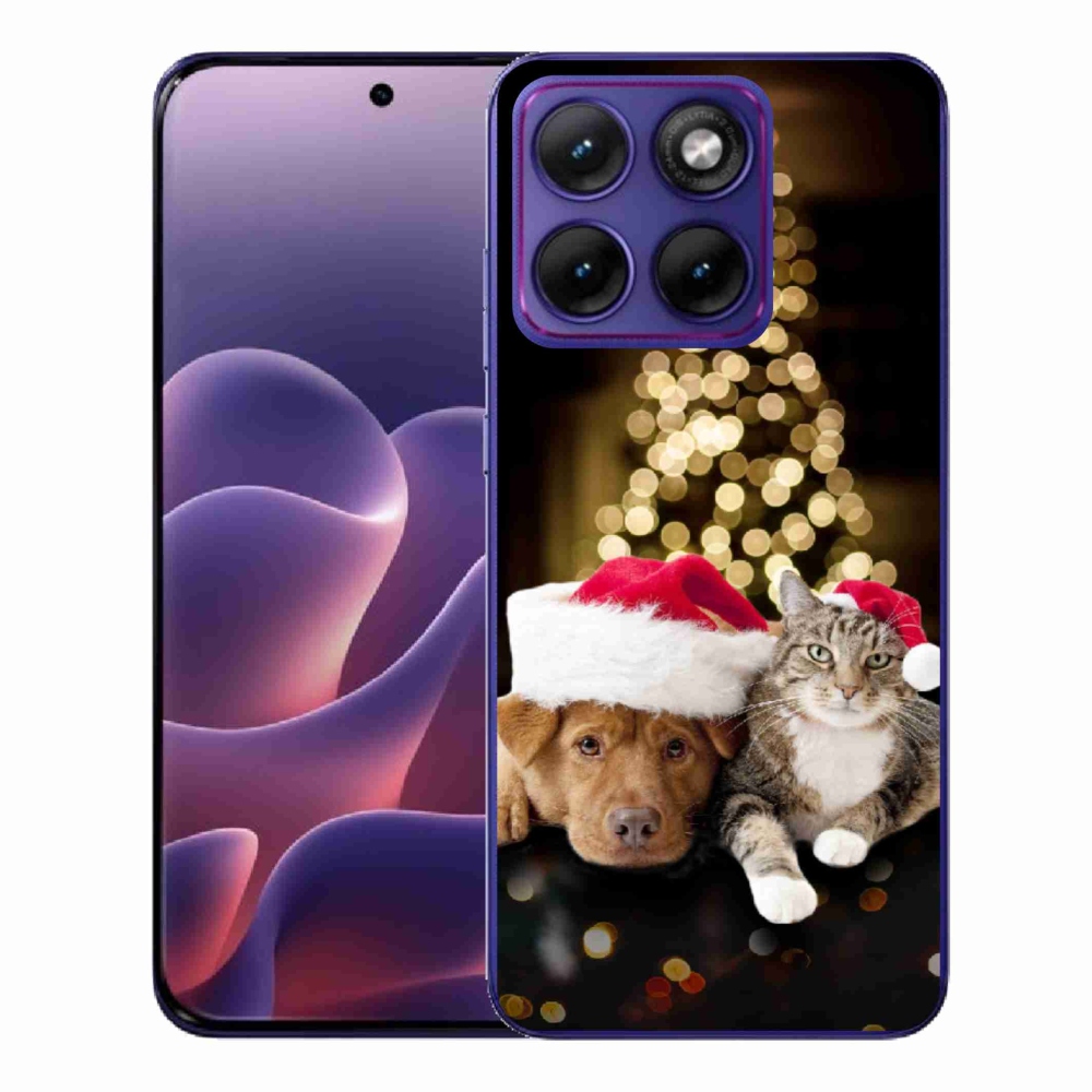 Gelový kryt mmCase na Motorola Edge 70 Fusion - vánoční pes a kočka