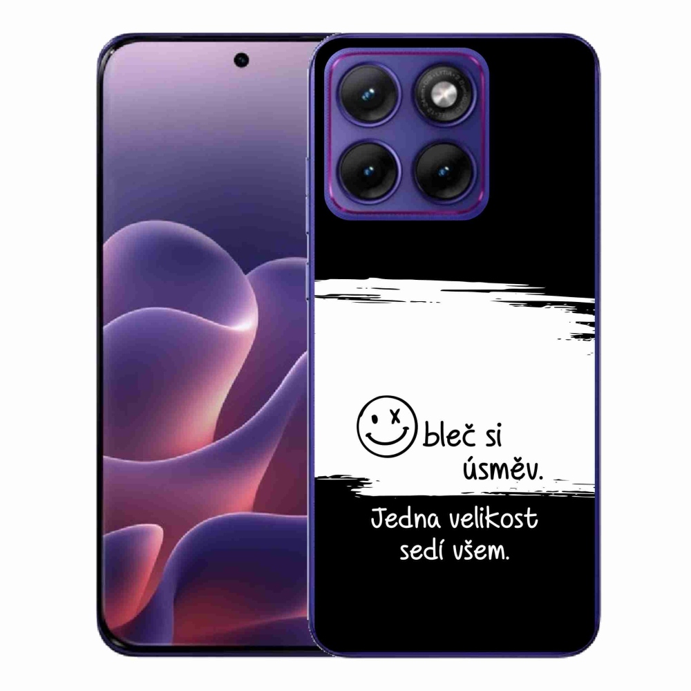 Gelový kryt mmCase na Motorola Edge 70 Fusion - vtipný text 8 bíločerné pozadí