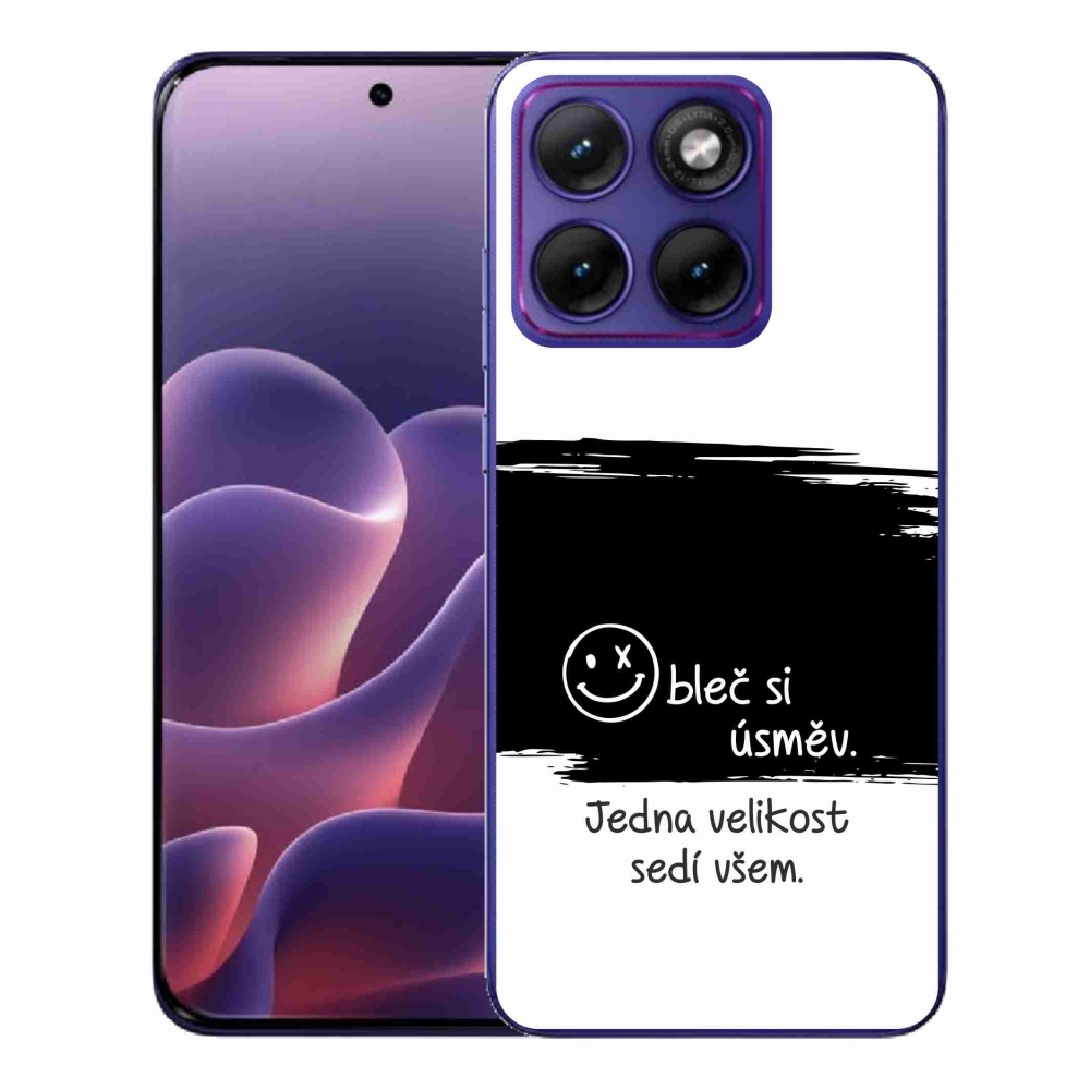 Gelový kryt mmCase na Motorola Edge 70 Fusion - vtipný text 8 černobílé pozadí