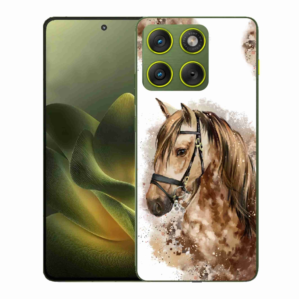 Gelový kryt mmCase na Motorola Edge 70 - hnědý kreslený kůň
