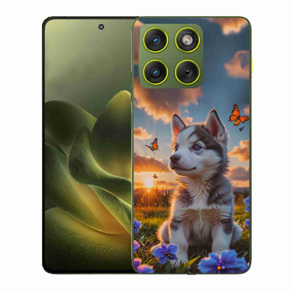 Gelový kryt mmCase na Motorola Edge 70 - husky při západu slunce