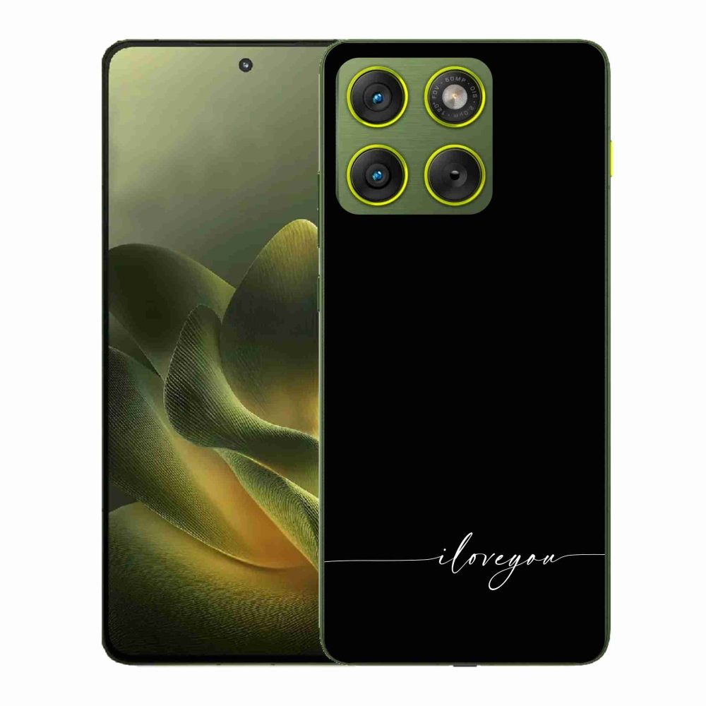 Gelový kryt mmCase na Motorola Edge 70 - I love you černé pozadí