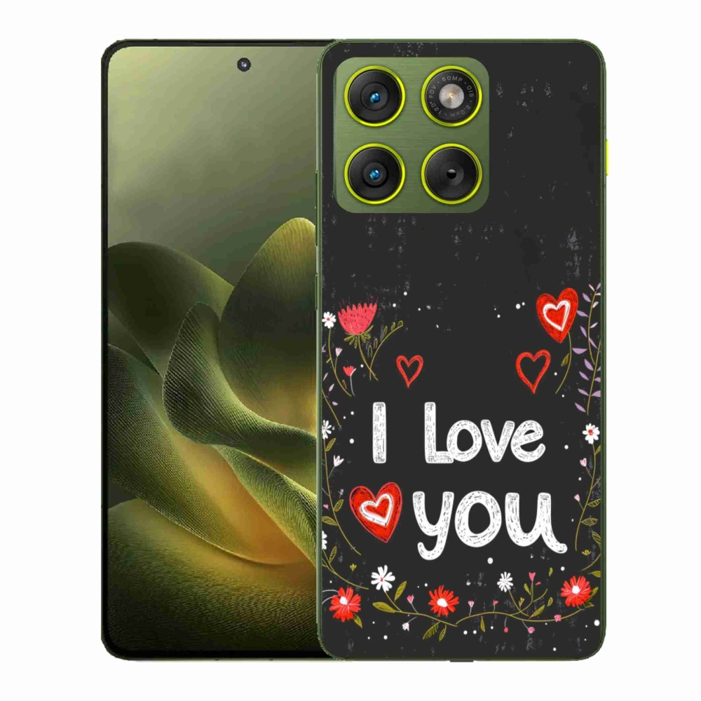 Gelový kryt mmCase na Motorola Edge 70 - I love you černé pozadí