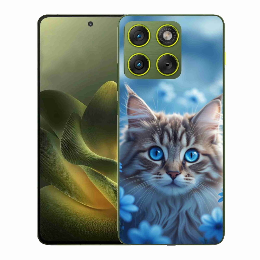 Gelový kryt mmCase na Motorola Edge 70 - koťátko v modrých květech