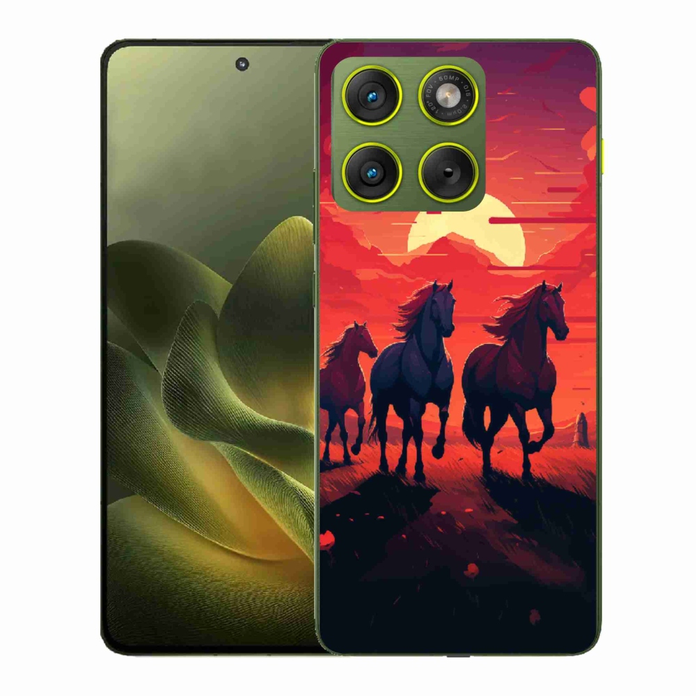 Gelový kryt mmCase na Motorola Edge 70 - koně a západ slunce