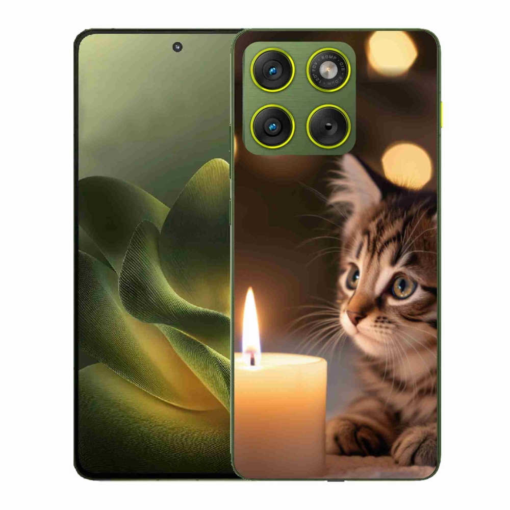 Gelový kryt mmCase na Motorola Edge 70 - kotě a svíčka