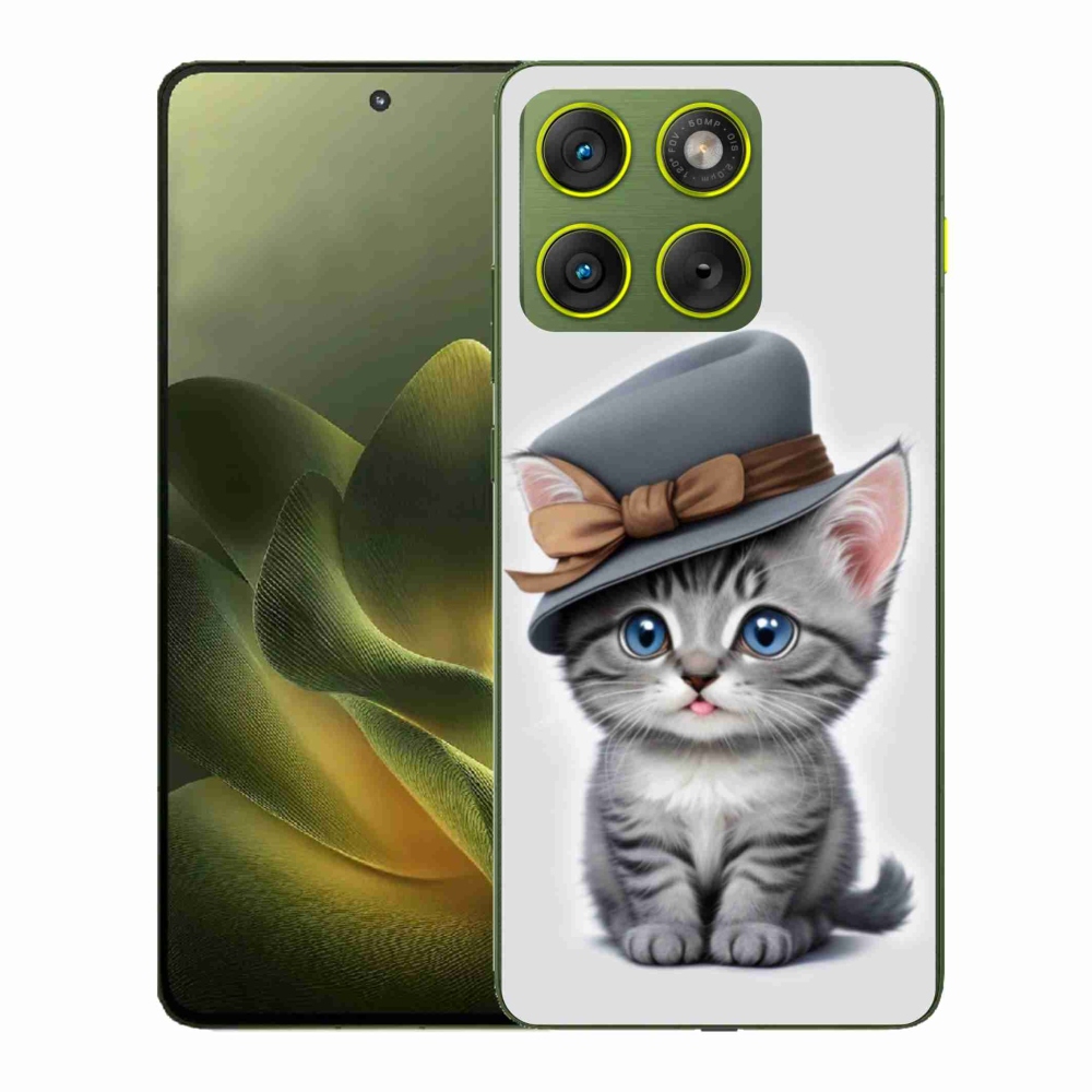 Gelový kryt mmCase na Motorola Edge 70 - kotě s kloboukem