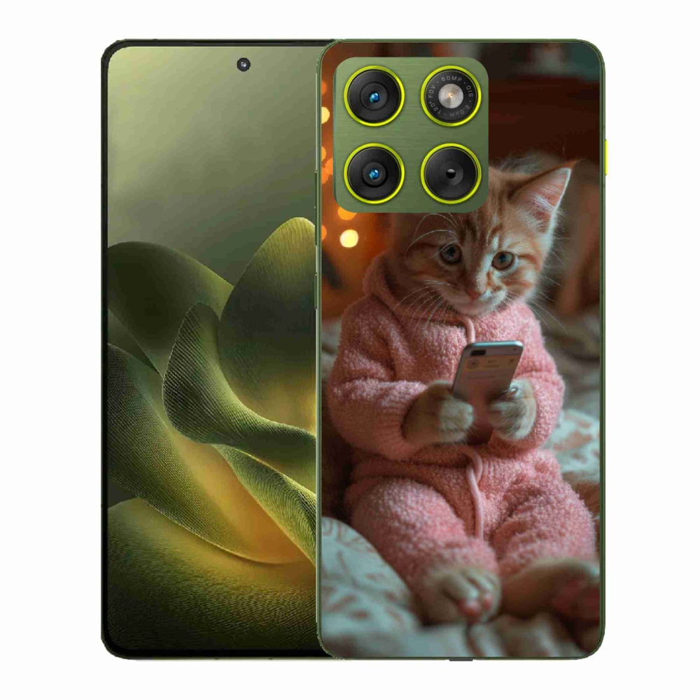 Gelový kryt mmCase na Motorola Edge 70 - kotě s mobilem