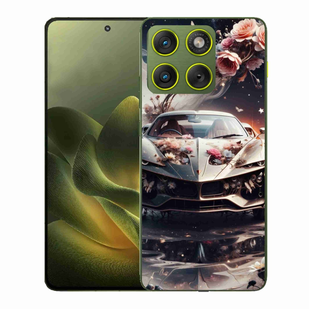 Gelový kryt mmCase na Motorola Edge 70 - květinový sportovní vůz