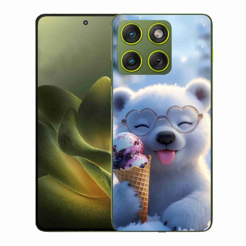 Gelový kryt mmCase na Motorola Edge 70 - medvídek se zmrzlinou
