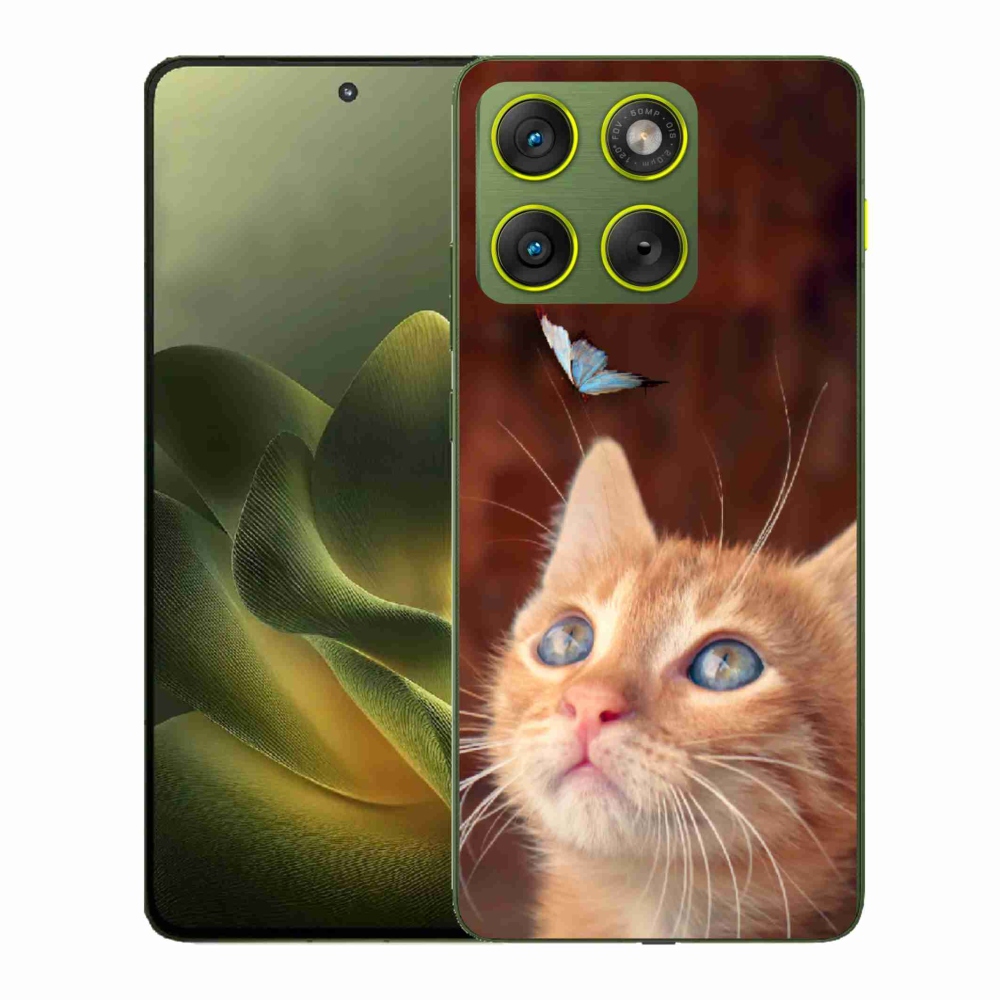 Gelový kryt mmCase na Motorola Edge 70 - motýl a kotě