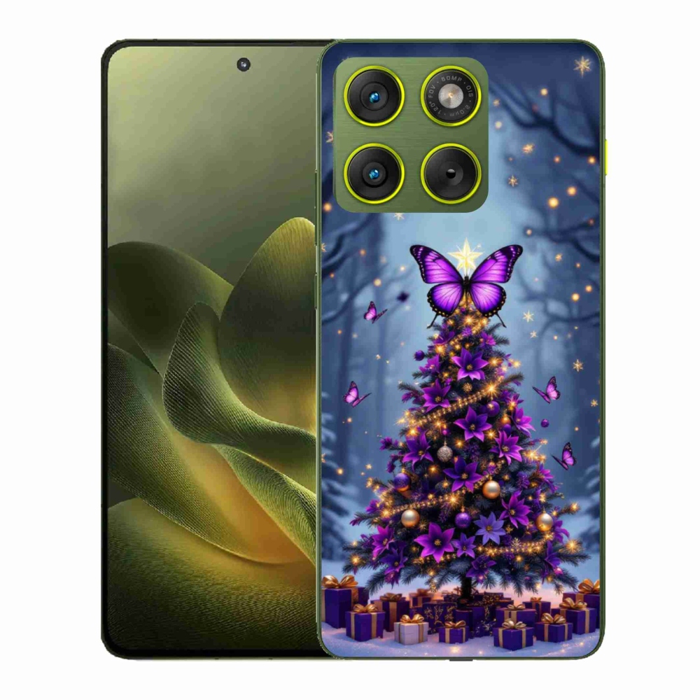 Gelový kryt mmCase na Motorola Edge 70 - motýlí vánoční stromek