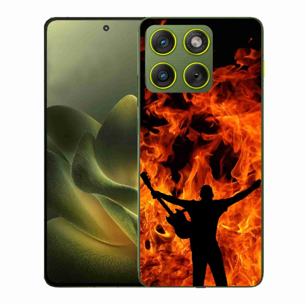 Gelový kryt mmCase na Motorola Edge 70 - muzikant a oheň