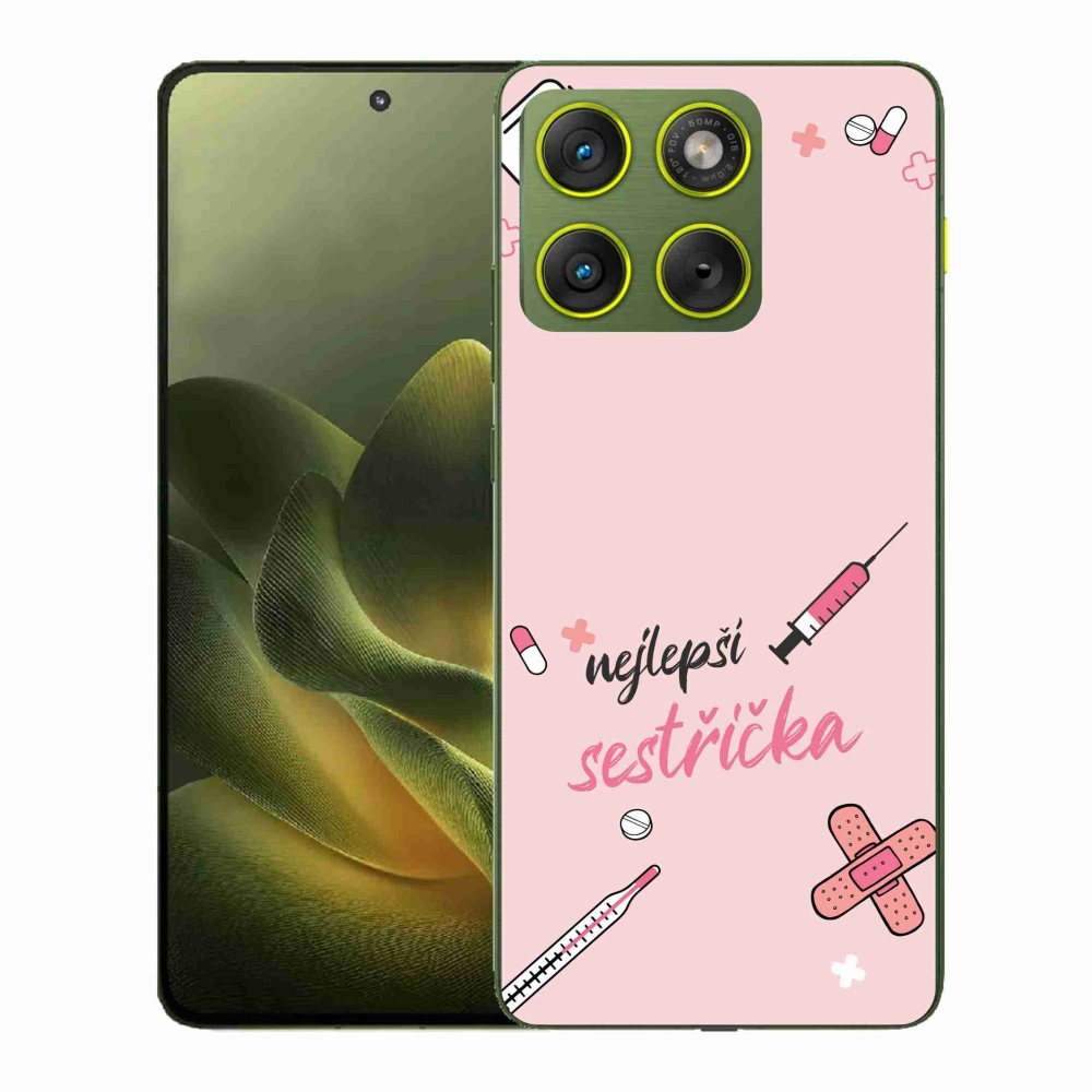 Gelový kryt mmCase na Motorola Edge 70 - nejlepší sestřička růžové pozadí