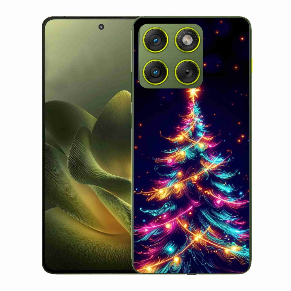 Gelový kryt mmCase na Motorola Edge 70 - neonový vánoční stromek
