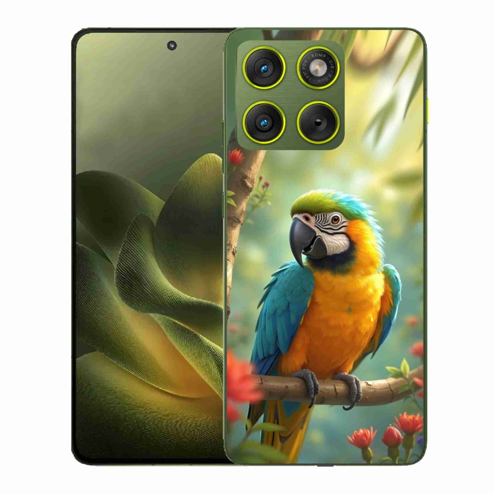 Gelový kryt mmCase na Motorola Edge 70 - papoušek ara modrožlutá