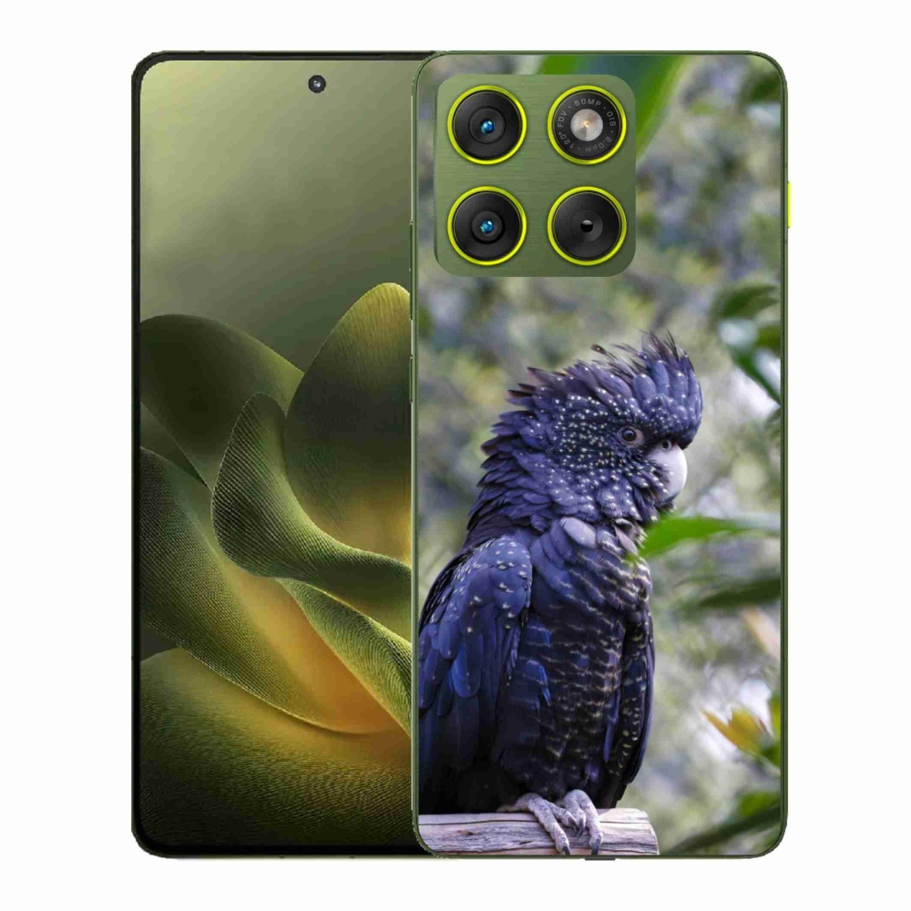 Gelový kryt mmCase na Motorola Edge 70 - papoušek kakadu černý