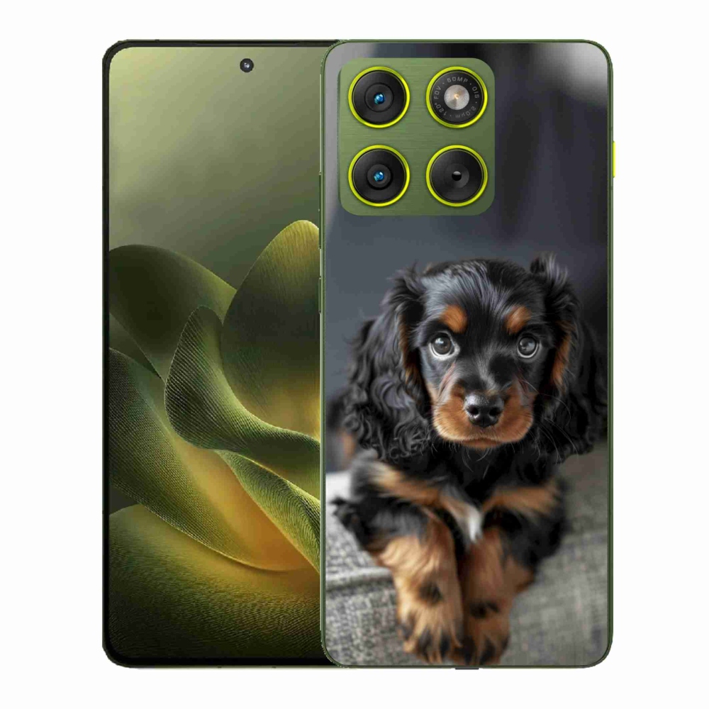 Gelový kryt mmCase na Motorola Edge 70 - roztomilý dlouhosrstý jezevčík