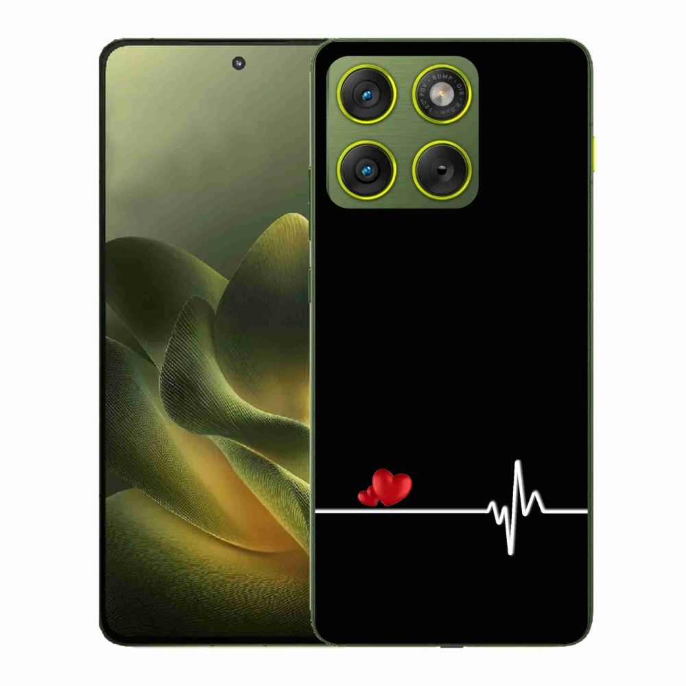 Gelový kryt mmCase na Motorola Edge 70 - srdce a tep černé pozadí