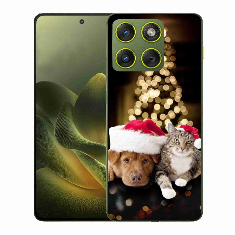 Gelový kryt mmCase na Motorola Edge 70 - vánoční pes a kočka