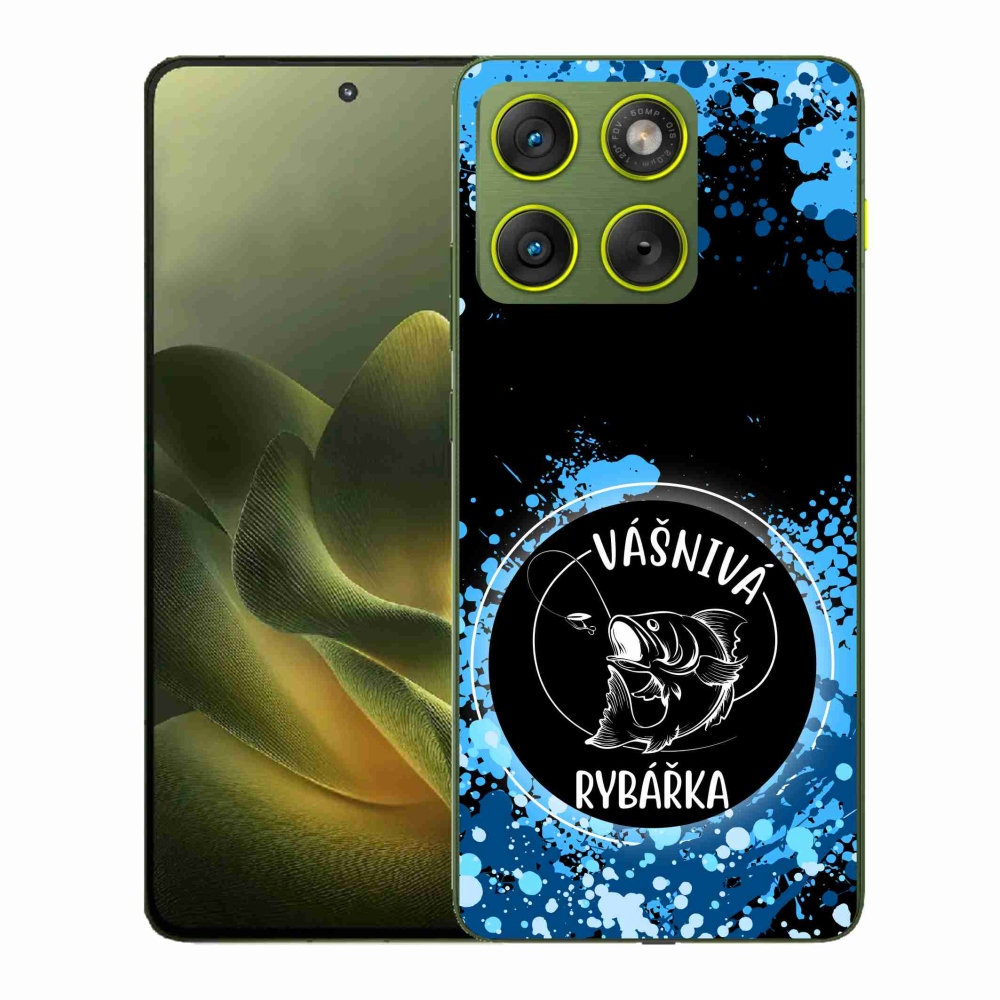 Gelový kryt mmCase na Motorola Edge 70 - vášnivá rybářka černé pozadí