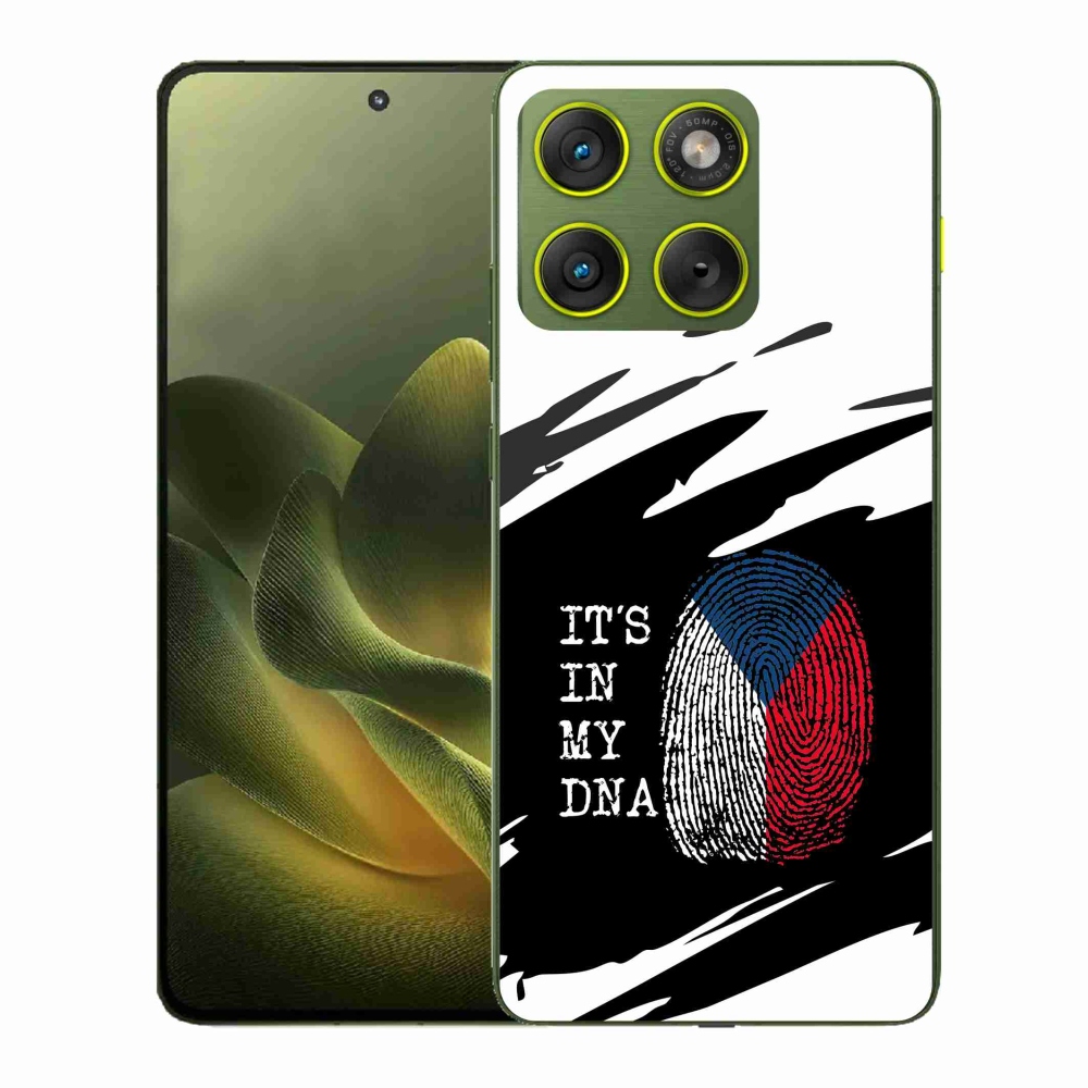Gelový kryt mmCase na Motorola Edge 70 - vlajka otisk prstu černobílé pozadí