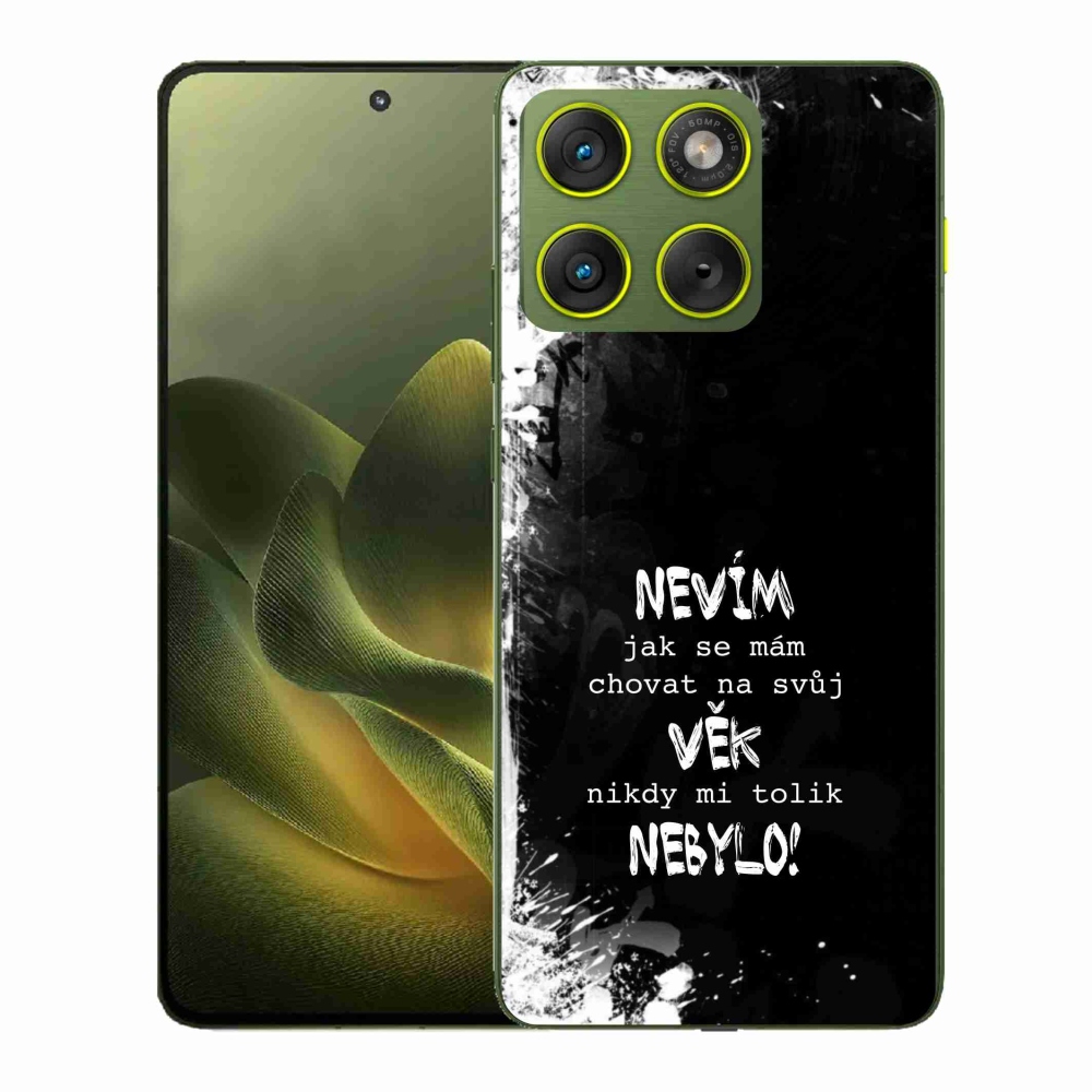 Gelový kryt mmCase na Motorola Edge 70 - vtipný text 14 černé pozadí