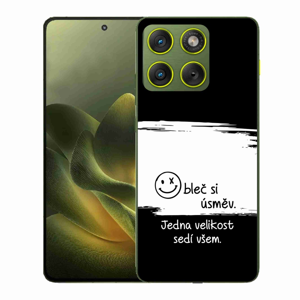 Gelový kryt mmCase na Motorola Edge 70 - vtipný text 8 bíločerné pozadí