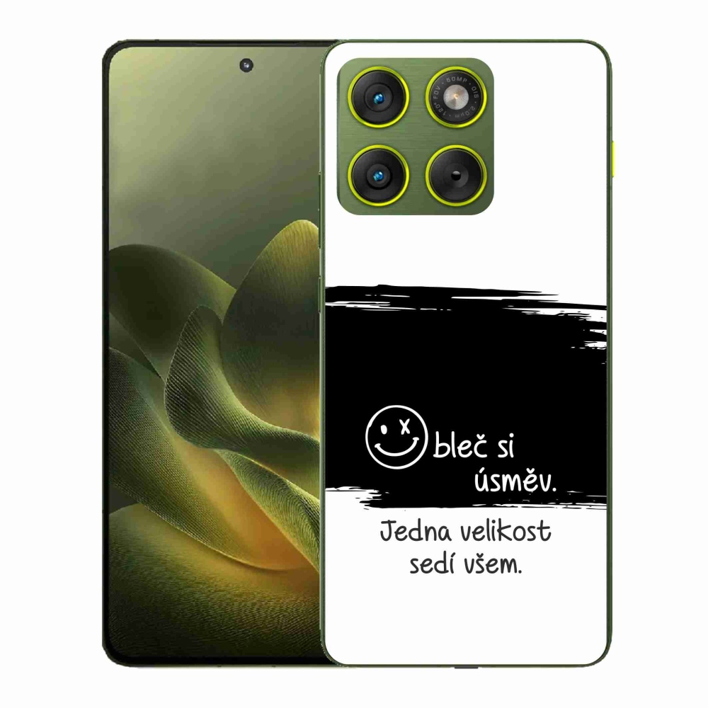 Gelový kryt mmCase na Motorola Edge 70 - vtipný text 8 černobílé pozadí