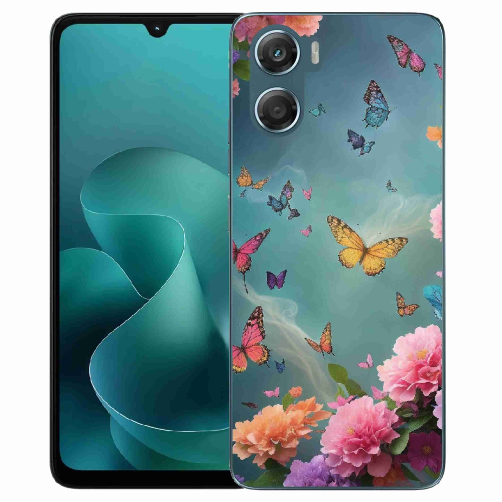 Gelový kryt mmCase na Motorola G06/G06 Power - barevné květy a motýli