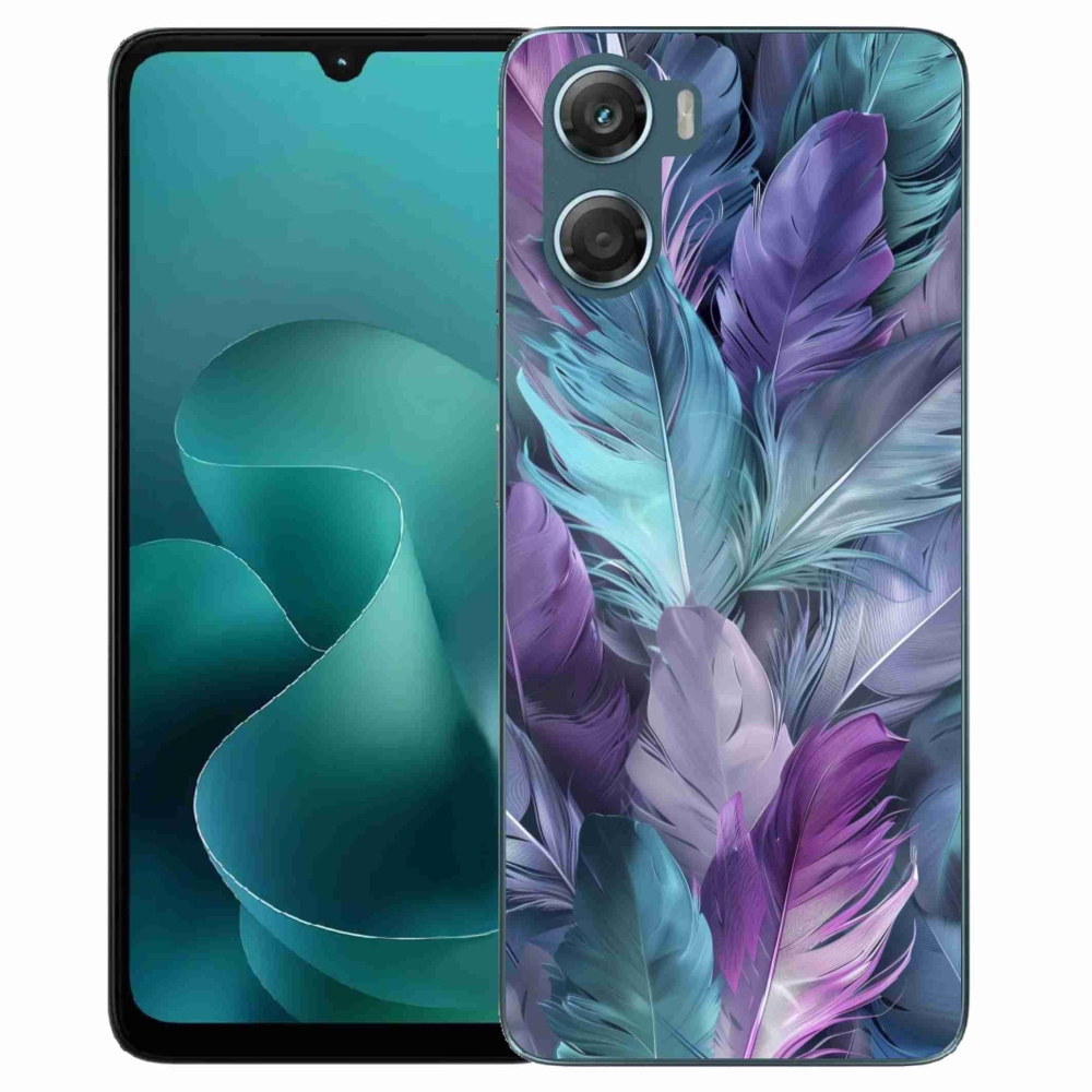 Gelový kryt mmCase na Motorola G06/G06 Power - barevné peří 2